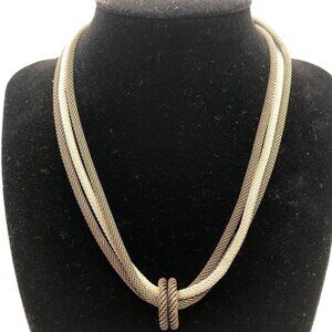 Erica Zap Three Strand Mesh Necklace with Floating Ring